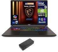 MSI Vector AI Gaming Laptop 16.0" 240Hz WQXGA Display (Intel Ultra 9-275HX, GeForce RTX 5070 Ti 12GB, 64GB DDR5, 2x8TB PCIe SSD (16TB), RGB KB, 2 Thunderbolt 4, Win 11 Pro) w/USB-C Dock