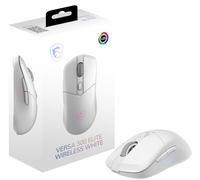 MSI Versa 300 Elite Wireless White Gaming Mouse - 26000 DPI Optical Sensor, 1000 Hz Polling Rate, Symmetrical, 60M+ Click OMRON Switches, 6 Buttons, 200-Hour Battery, 1ms Latency, RGB, 65g
