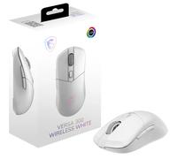 MSI Versa 300 Wireless White Gaming Mouse - 8000 DPI Optical Sensor, 1000 Hz Polling, Symmetrical, 30M+ Click Kailh Micro Switches, 6 Buttons, 50-Hou
