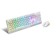MSI VIGOR GK30 COMBO White Gaming Keyboard (UK Layout) + Gaming Mouse Bundle - Mech-Membrane Switches, 6-Zone RGB Lighting Keyboard, Dual-Zone RGB Lighting Mouse, 5000 DPI Optical Sensor, Symmetrical