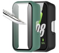 Msiall [2 Pieces Black Green Tempered Glass Screen Protector Film, 9H Hardness, Bumper, Slim Full Protective Case for Smart Galaxy Fit 3