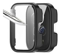 Msiall [2 Pieces Black with Tempered Glass Screen Protector for Amazfit Bip 5 Unity, 9H Hardness PC Case, Bumper, Slim Complete Protective Case for Smart Amazfit Bip 5 Unity