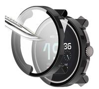 Msiall [2 Pieces Black with Tempered Glass Screen Protector for Suunto Race, 9H Hardness PC Case, Bumper, Slim Complete Protective Case for Smart Suunto Race