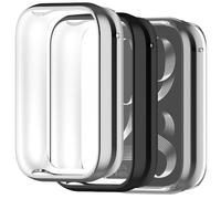 Msiall 3 Pieces Compatible with Mi Band 9 Pro Protective Case, Flexible Full Protection TPU Screen Protector, Anti-Scratch Screen Protector Case-Silver Black Transparent