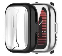 Msiall Case Compatible with Amazfit Active Protective Case, Flexible TPU Full Protection Screen Protector, Scratch-Resistant, Silver Black