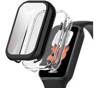 Msiall Pack of 2 Case Compatible with Mi Band 8 Active Protective Case, Flexible TPU Full Protection Screen Protector Scratch-Resistant Screen Protector Protective Case - Black Transparent
