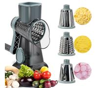 MSIHEY Cheese Grater with Crank, Drum Grater with 3 Stainless Steel Interchangeable Drum Blades, for Cucumbers, Cheese Nuts, Carrots, Vegetables, Fruits, etc. (Green)