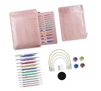 Msioytog 12Pairs Aluminum Alloy Tunisian Crochet Hook with Cable 3.0mm-10mm Interchangeable Circular Knitting Needle for Knitting Crochet Needle