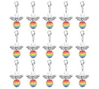 Msioytog 15Pcs Mixed Necklace Charm Rainbow Pendants for Jewelry Making Stylish Lobster Clasp Jewellery Component Creative Keychain Accessories