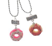 Msioytog 2Pieces Sophisticated Friendship Pendant Necklace Set with Cake and Dessert Design for Sisters and Friend Cake Charm Jewelry