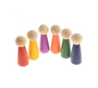Msioytog 6Pcs Unfinished Wooden Peg Dolls for Art Projects and Creative Hand Painted Craft Supplies Children ' s Educational Art Toy
