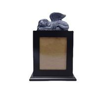 Msioytog Delicate Wood Pet Urn Box Can Place Photo Pet Memorial Urns with Angelic Dog Statue Durability Remembrance Box Urn for Dogs Ashes Urns for Cats Place Photo