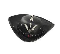 Msioytog Devil Eye Black Pirate Hat with Alloy Decorations Perfect for Halloween Role Play and Themed Event Halloween Pirate Hat