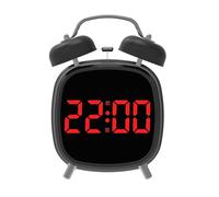Msioytog Digital Alarm Clock Quiet and External Power Efficient 5V1A Power Night Light Double Bells Desk Alarm with Night Light