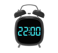 Msioytog Digital Alarm Clock Quiet and External Power Efficient 5V1A Power Night Light Double Bells Desk Alarm with Night Light