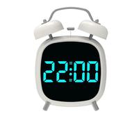 Msioytog Digital Alarm Clock Quiet and External Power Efficient 5V1A Power Night Light Double Bells Desk Alarm with Night Light