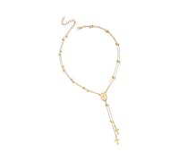 Msioytog Expression Alloy Necklace Featuring Y Shape Design with Holy Mother Crucifix Neckwear