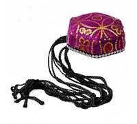 Msioytog Exquisite Ethnic Uyghur Braid Hat with Sequined Decorations for Stage Actors and Cultural Costume Accessory Hat