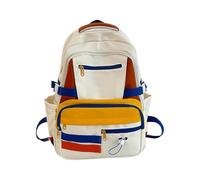 Msioytog Fashionable Korean Color Contrasting Backpack with Spacious Storage for Students Large Capacity School Bag Nylon Daypack Travel Backpack