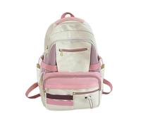 Msioytog Fashionable Korean Color Contrasting Backpack with Spacious Storage for Students Large Capacity School Bag Nylon Daypack Travel Backpack