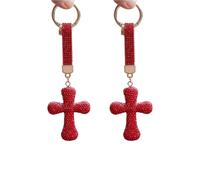 Msioytog Holy Crystal Crosses Pendant Keyring, Women Girl Charm Bag Accessory Religious Blessed & Holy Crosses Keychain Keyring Crystal Rhinestones Car Bag Purse Charm Pendant