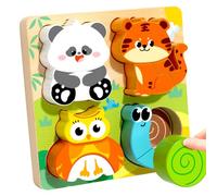 Msioytog Multi Age Childrens Wooden Puzzle Toy Board Animal Theme 3D Learning Promoting Spatial Awareness Educational
