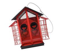 Msioytog Outdoor Bird Supplier Highlighting Two Unattached Stone Compartments and Side Suet Feeders in Permanent Metal Construction for Yearlong Feeding with Hook