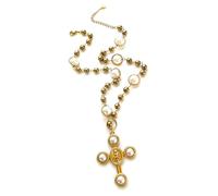 Msioytog Stainless Steel Crucifix Necklace Pearls Embellished Beaded Design Layering Chain Jewelry Her Necklace