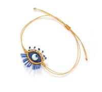 Msioytog White Glass Bead Eye Charm Adjustable for Couples Jewelry Dopamine Inspired Design Wristchain Eye Charm