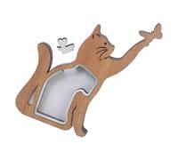 Msioytog Wood Pet Hair Keepsakes Box Dog Cats Sculpture for Customizable Pet Name Memorial Display Home Tabletop Decors Wooden Hair Keepsakes Box