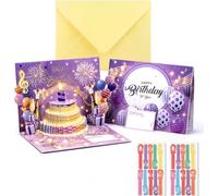 Msiud 3D Pop Up Firework Birthday Card, Interactive Birthday Card with Music LED Lights Featuring Sensor Candle Blow Out Technology, Light Up Greeting Cards DIY Age Design for Family Friend