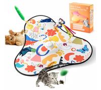 Msiud Automatic Moving Feather Wand Cat Toy, Interactive Kitten Exercise Toys with Real Mouse Sounds Touch Activated Motion Sensitive USB Rechargeable 3 Modes to Relieve Boredom for Indoor Cats
