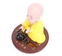Msiud Dining Room Table Decor, Little Monk Figurine Solar Powered Shaking Head Car Dashboard Display Buddha Statue Chanting Adornment Blue Home for Ornament (Yellow)