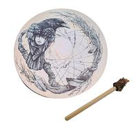 Msiud Shamanic Drum Stadium with Shamanic Handle Handmade Racket for Shamanic Rituals and Meditation Alchemy Shamanic Sheep Leather Tool (25cm Crow)