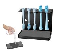 Msiud Wall Mounted Toothbrush Holder - Self Adhesive Electric Tooth Brush Head Hanger,Bathroom Stainless Steel Toothbrush Organizer Box with 5 Brush Slots 2 Diatom Mud Absorbent Pads for Family