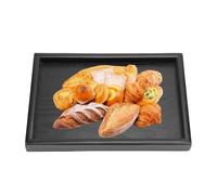 Msiud Wood Black Serving Tray, Rectangular Decorative Platter Modern Decor Accessories Solid Tea for Coffee Table Trays Snack Food Meals Storage Plate Edges Rectangle Non Slip Multi Purpose