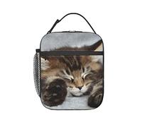 MSJS Big Ear Cat Black and White Insulated Lunch Bag Tote for Women Cooler Leak-Proof Box Men Girls Children Outdoor Picnic Work