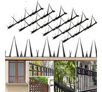 MSJSZP Fence Spikes Security Anti Climbing Metal Durable Lightweight Protective Sharp Deterrent Strips with Self Tapping Screws for Metal Fence Razor Wire Fencing Wall, Set of 6, Black