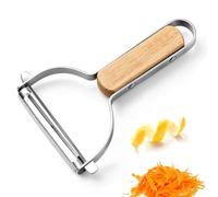 Msjuwek 2-in-1 Vegetable Peeler and Cabbage Shredder, Premium Stainless Steel Y Peeler with Ergonomic Wooden Handle for Peeling and Shredding Potatoes, Courgettes, Squash and Carrots