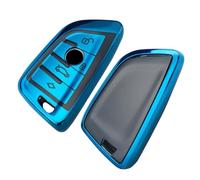 MSKEYZ Car Key Cover TPU Case Fit for BMW Serie 1/2/3/4/5 1er 2er 3er 4er 5er X1 X2 X3 X4 X5 X6 F15 F16 F44 F45 F48 F49 F85 F86, Protective Fob Smart Key (Blue TPU Key Case Cover For BMW)