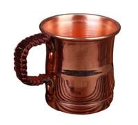 Mskidand Handcrafted Pure Copper Beer Milk Mug Weave Handle Thickened Moscow Water Mule 400ML Breakfast Cup Drinkware Tableware