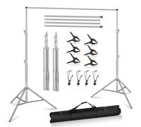 MSKIRA 9.2 x 10 Ft Stainless Steel Backdrop Stand Adjustable Heavy Duty Backdrop Stand Background Support System Kit for Photography, Parties, Wedding, Birthday, Photoshoot