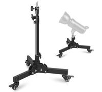 MSKIRA Heavy Duty Light Stand with Casters, 23.8-32.9" Removable Foldable Floor Rolling Stand for Low-angle/Tabletop Shooting, 2.74ft Max Height Photography Stand