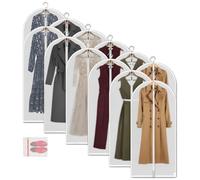 Mskitchen Clear Garment Bags Clothes Covers Protecting Dusts (set Of 12) For Storage Plastic Garment Bags Hanging Clothes Bags with Zipper Gown Garment Bag for Long Dresses - 24'' X 60''/12 Pack