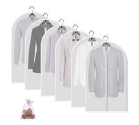 Mskitchen Garment Bags for Closet Storage Garment Covers Clear Clothes Protectors for Closet Hanging Dress Bag Plastic with Cedar Balls - 24" x 40"/6 Pack