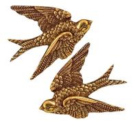 Mskmnkot 2pcs Bird Wall Art, Vintage Golden Swallow Decor, 5x4 Realistic Metal Accents for Living Room Bedroom, Gold, Wall Sculptures