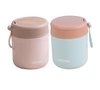 Mskmnkot 2Pcs Overnight Oats Container with Sealing Lid, 430ml Oatmeal Container Jars with Spoon Stainless Steel Inside Snack Containers Leak-Proof Insulated Food Jars for Work, Travel, Gym Overnight
