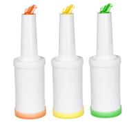 Mskmnkot 3Pcs Bar Juice Pour Bottles, 1L Large Capacity Pour Spouts for Liquor Bottles, Lightweight Plastic Salad Bar Buffet Station for Home Bartending Supplies Juice