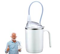 Mskmnkot Adult Sippy Cup for Elderly Spill Proof, 450Ml Adult Sippy Cup for Elderly Bedridden Spill-Proof with Straw Food Grade Pp & Stainless Steel, Beakers for