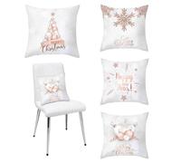 Mskmnkot Christmas Cushion Cover Christmas Pillow Covers 18 x 18 Inch 4pcs Decorative Cushion Cover Snowflake xmas Tree Pillow Case for Sofa Couch Car Winter Homer Decor